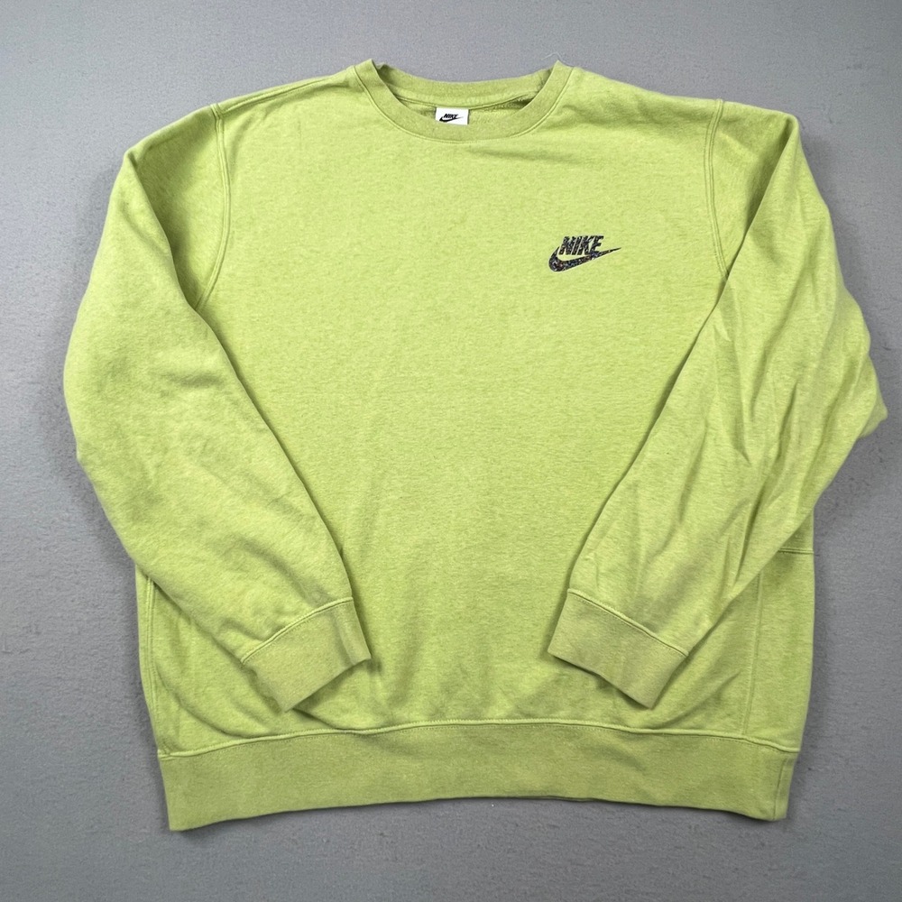 Nike Sweatshirt Mens XL Green Speckled Logo Fleece Pullover Casual Sportswear